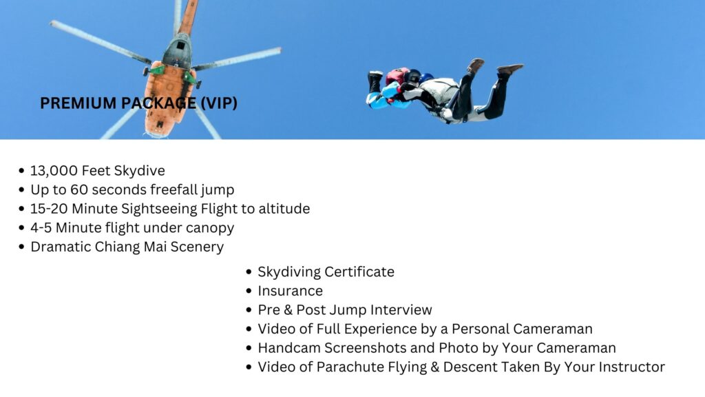 premium package - tandem skydive chiang mai - subburn.com